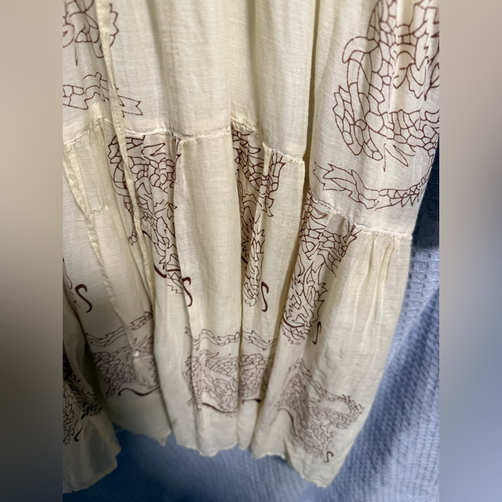 Dolma Bohemian ivory Dress with Patterned Sleeves size large - Picture 7 of 9